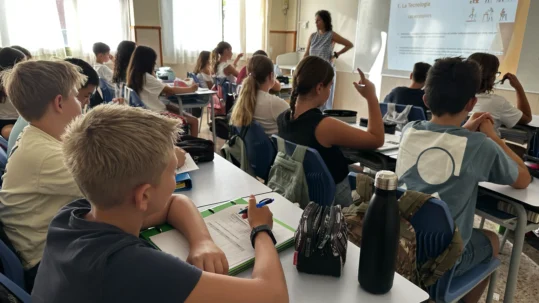Alumnat de 1r d'ESO de l'Escola Pare Manyanet de Reus a l'aula durant les primeres setmanes de la Secundària.